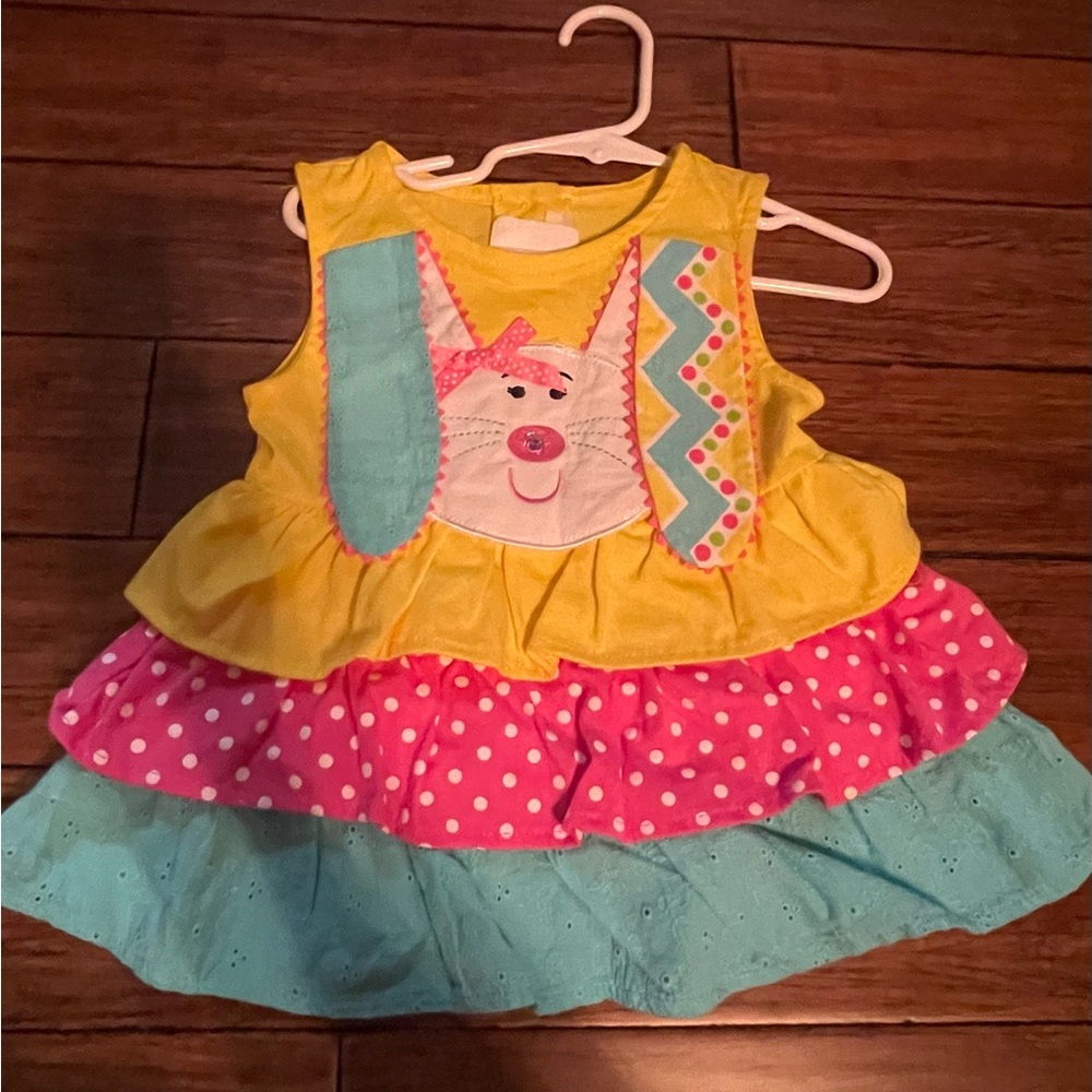Rare Too! 4T Colorful Tiered girls swing top with Bunny Design
